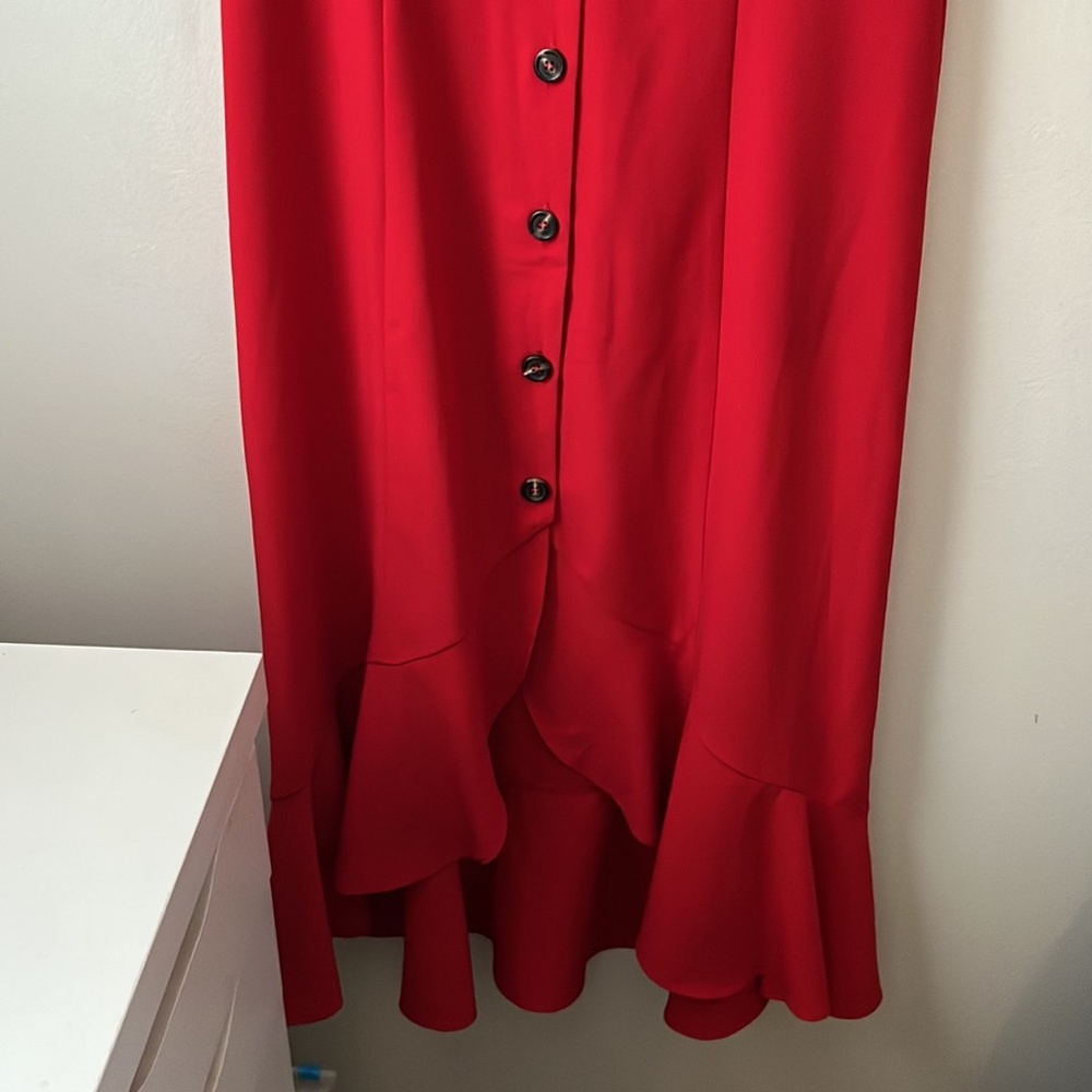 Button Front Red Dress - Picture 4 of 5